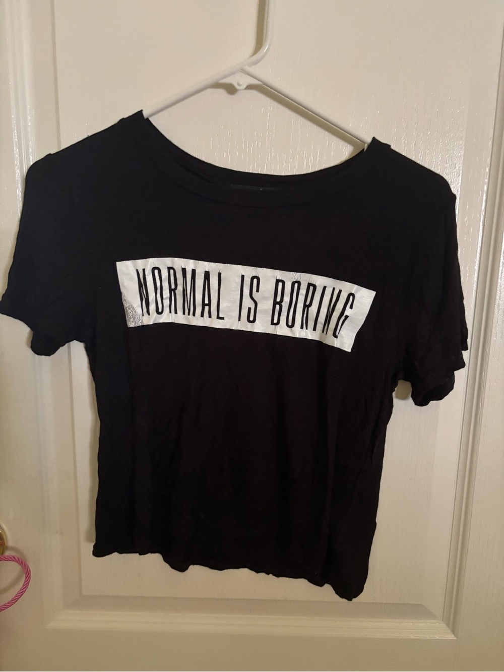 Papaya Black Tee with White Graphic "Normal Is Boring"